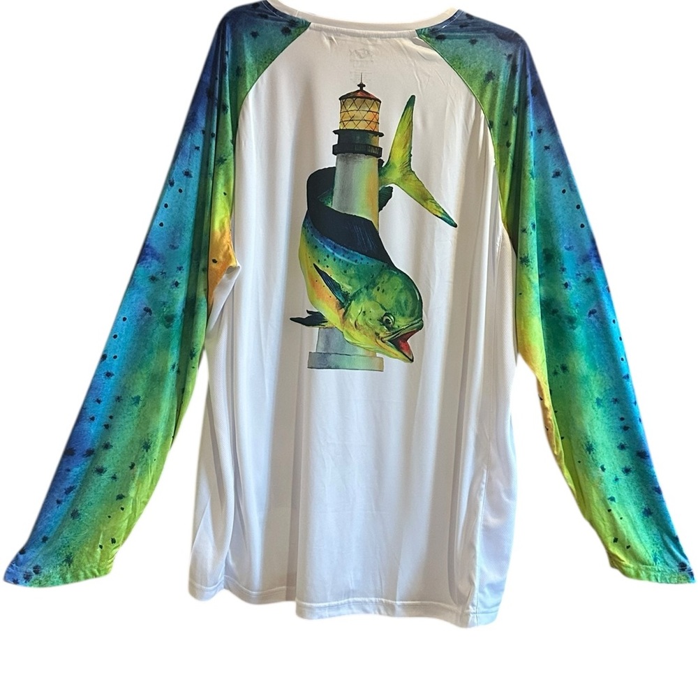 Palmyth Performance Fishing Shirt Bright Vibrant Dolphins NWT Mens XXL Graphic